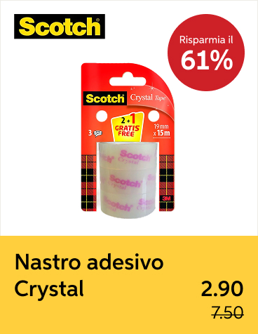 Nastro adesivo Scotch Crystal 19mm x 15m, 2 rotoli + 1 libero