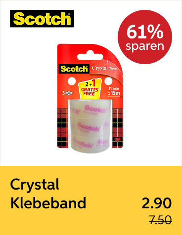 Scotch Crystal Klebeband 19mm x 15m, 2 Rollen+ 1 gratis