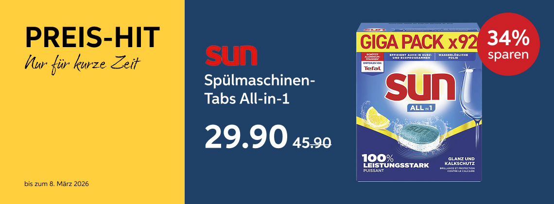 Sun Spülmaschinen-Tabs All-in-1 Lemon, 92 Tabs