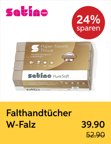 Satino Falthandtücher W-Falz, PureSoft, braun, 1 Karton à 25 Pack (3000 Tücher)