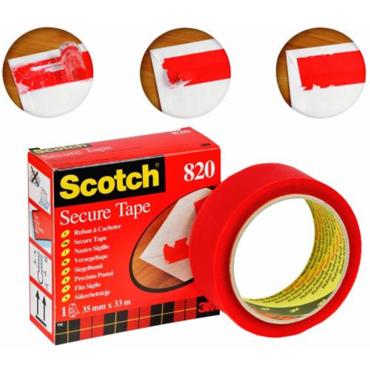 Scotch Ruban à cacheter, rouge, 35mm x 33m