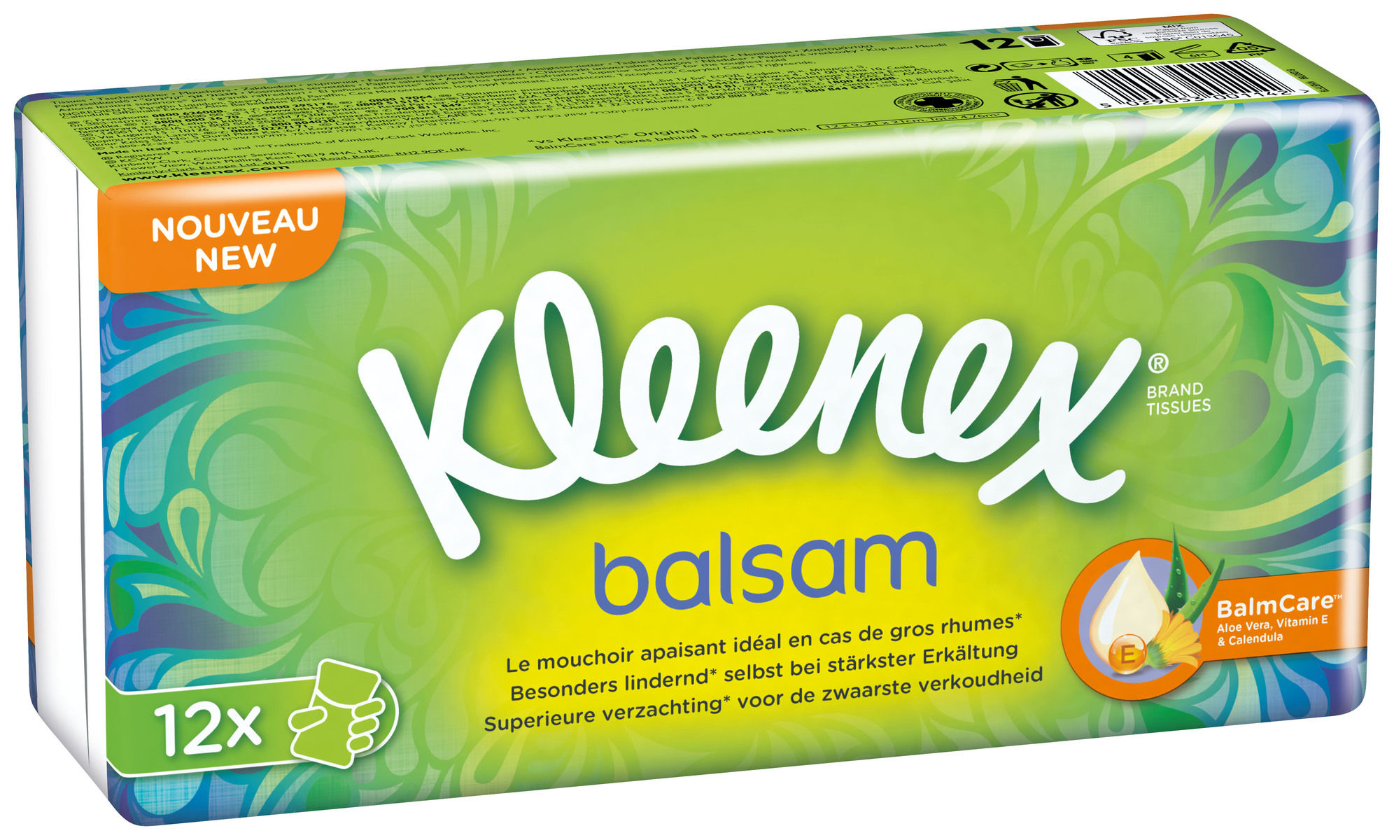 KLEENEX Mouchoirs en papier Balsam 3 couches, 12 pcs.