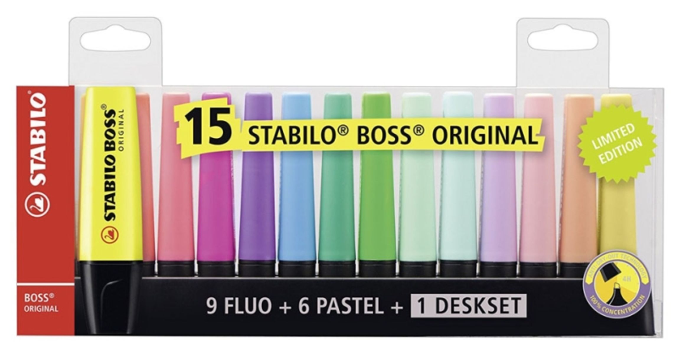 Surligneurs STABILO BOSS ORIGINAL - Set de bureau de 23 Surligneur Fluo et  Pastel assortis