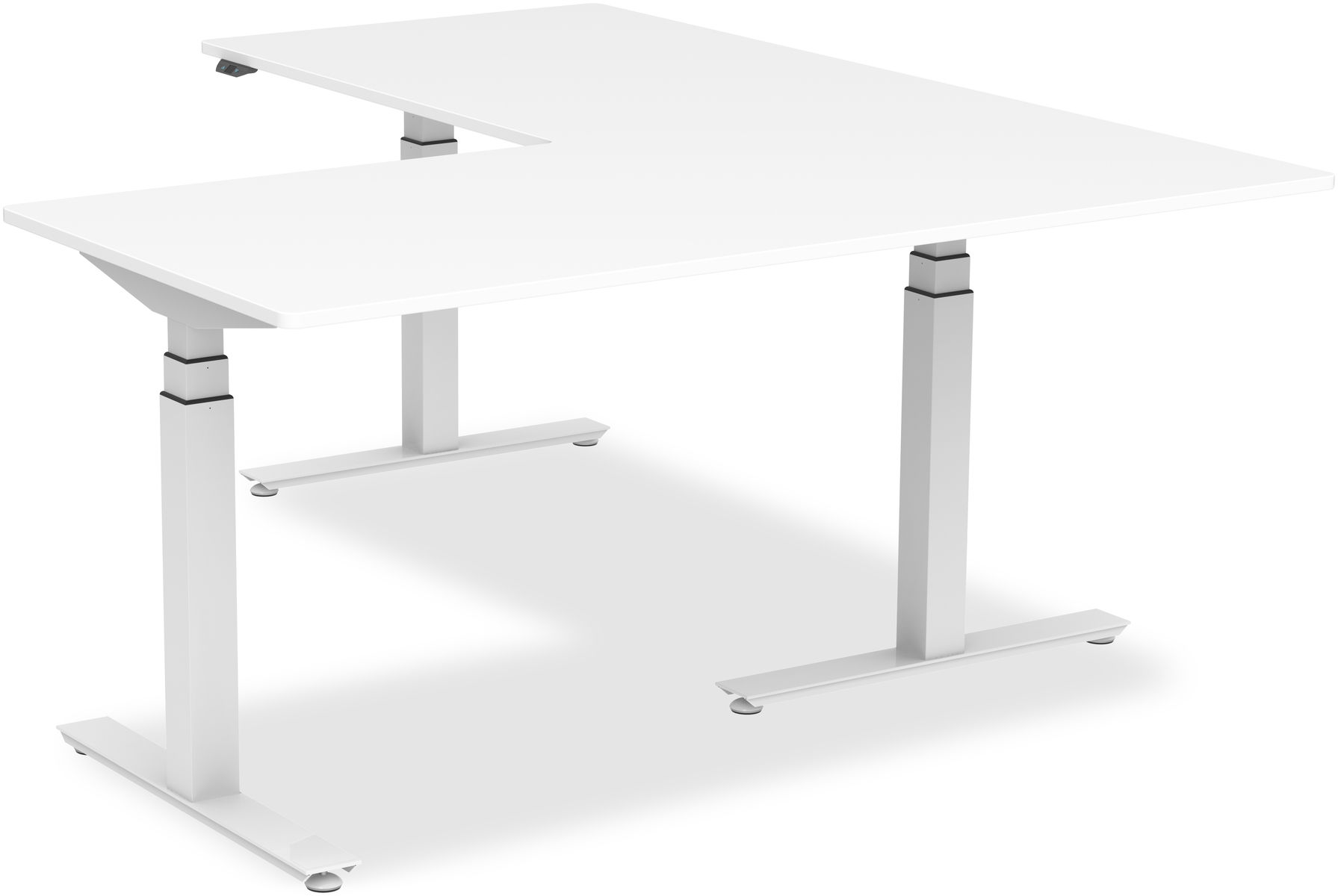 Verom Bureau d'angle réglage en hauteur électrique, 180x170x65-130 cm, blanc