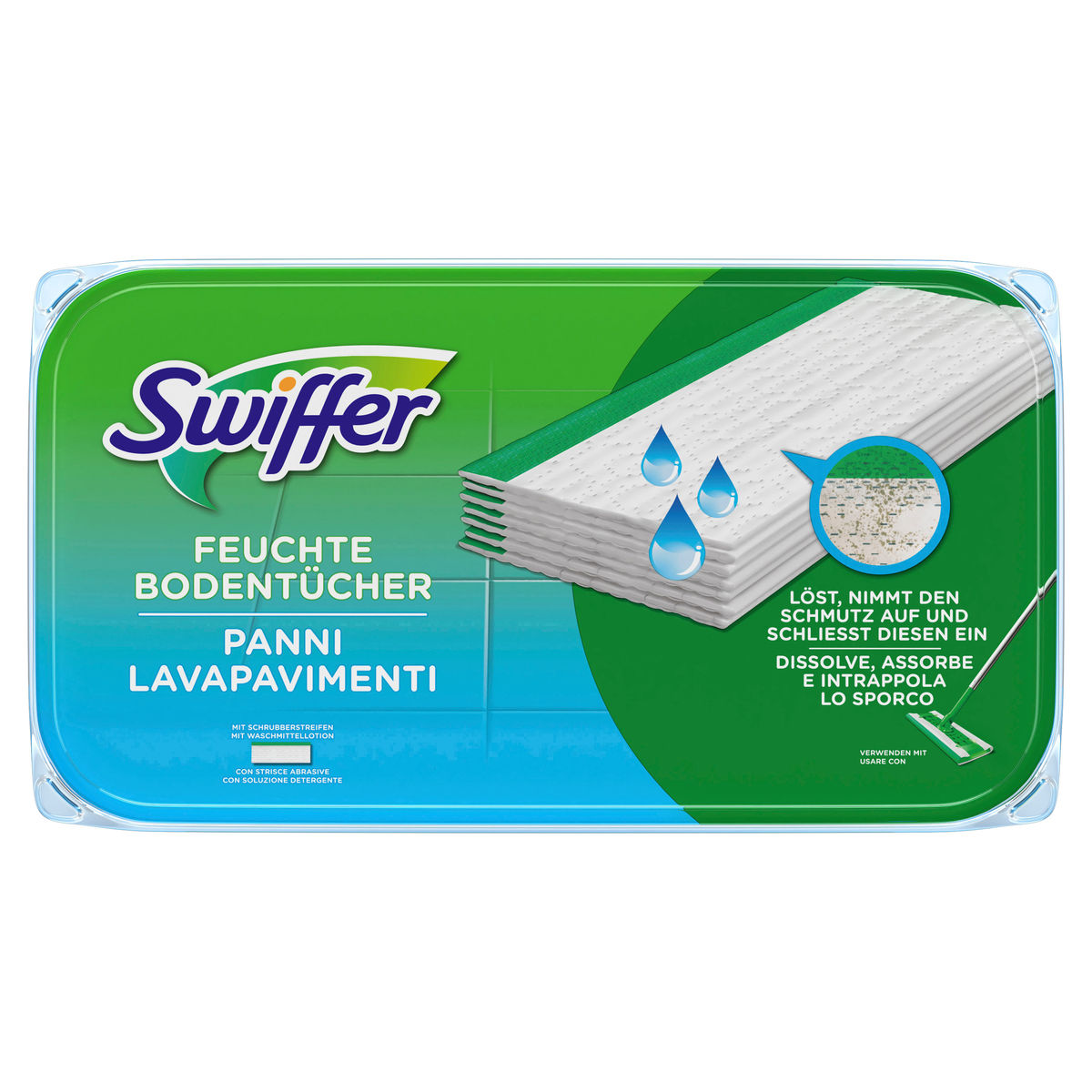 Swiffer Ricarica di panni Ricarica di panni umidi, bianco, 12 pezzi