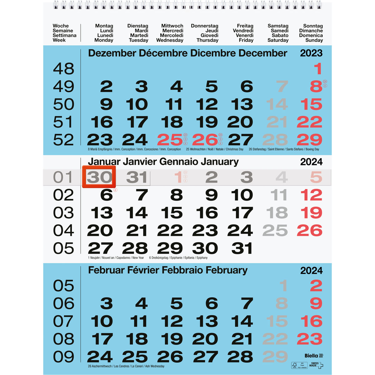 Biella bloc-calendrier 2024 petit