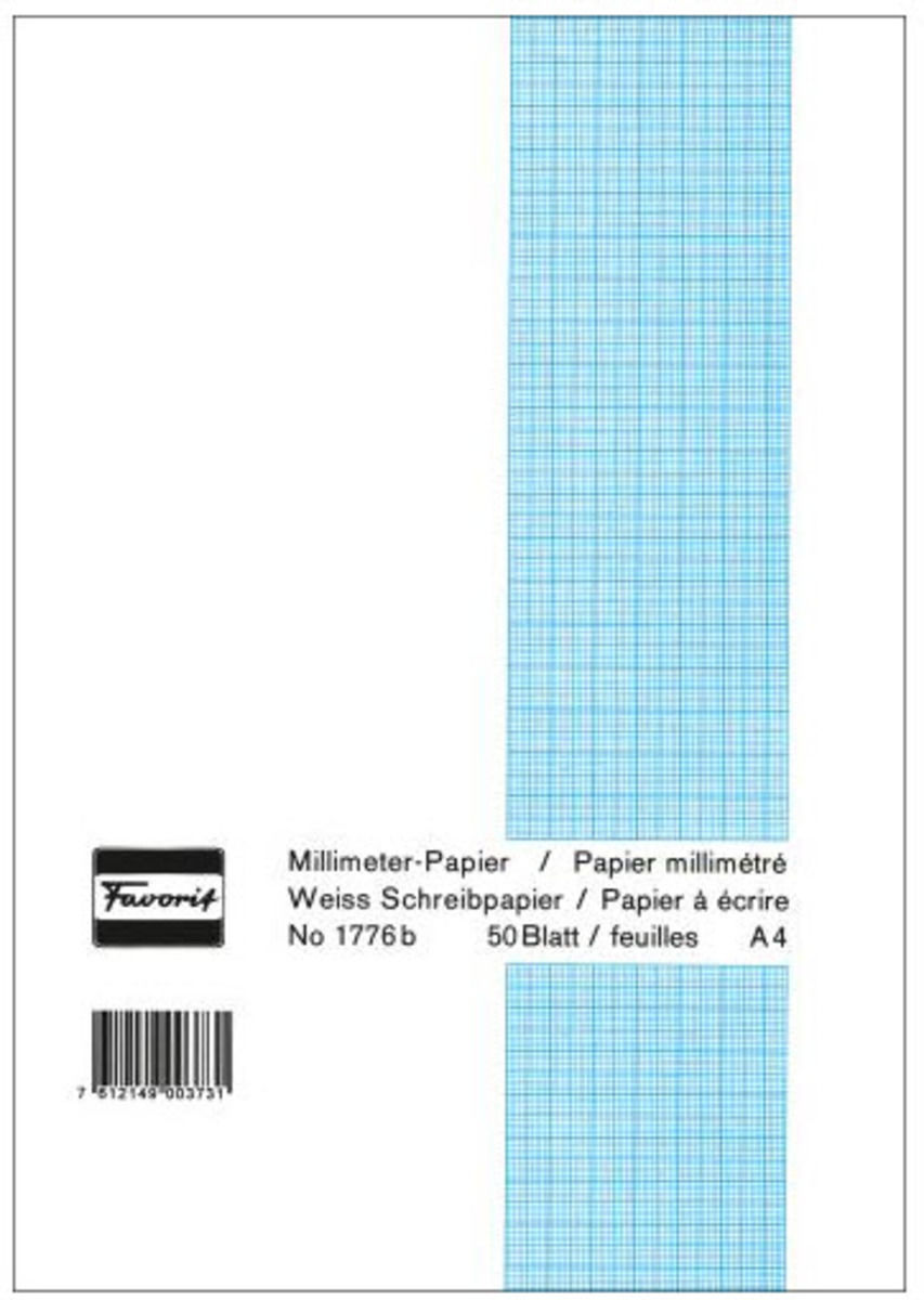 Favorit Carta millimetrata, A4, 80 g/m², blu, 50 fogli