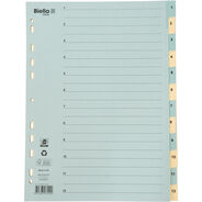 Biella Kartonregister, A4, blau/gelb, 1-12