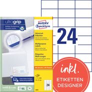 Avery Zweckform Universal-Etiketten ultragrip, 70 x 37 mm, 3474Z, weiss