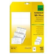 Sigel PC cartes fiches, A7, 185 g/m², blanc, 20 feuilles