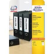 Avery Zweckform Ordner Einsteckschilder, weiss, Karton, 25 Stück, 5 cm, 14.6 cm, 170 g/m²