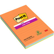 Post-it Notes repositionnables Super Sticky Big Notes, assorti, ligné, 102 mm x 152 mm, 3 pièces