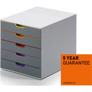 Durable Schubladenbox Varicolor 5, grau/multicolor