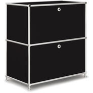 Mobile alto VEROM, 2 ante a battente, con maniglie perforate, nero