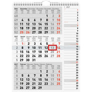 Simplex 3-Monats-Wandkalender 2027, 3 Monate / Seite, weiss/grau