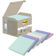 Post-it Haftnotizen Recycling, pastello Rainbow, 76 x 76 mm, 6 x 100 Blatt