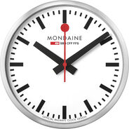 Mondaine Wanduhr stop2go, Ø 25 cm, mit WiFi, silber/weiss