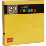 Elco Servietten Pure Colors, 33 x 33 cm, 1/4-Falz, gelb, 20 Stück