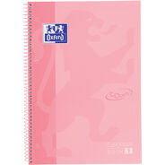 Oxford Touch European Book Spiralheft, A4, kariert 5 mm mit Rand, pastellrosa