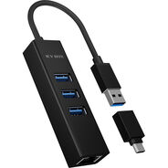 Icy Box USB-A Hub IB-HUB1419-LAN - 3x USB-A, LAN, 4-Port