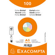 Exacompta Cartes-fiches, A5, ligné, assorties