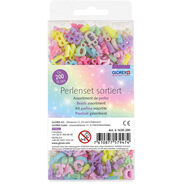 Glorex Buchstabenperlen Pastell, 200 Stück, assortiert