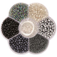 Glorex Perlen-Mix, schwarz/silber assortiert