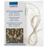 Glorex LED-Lichterkette, 2 m, transparent
