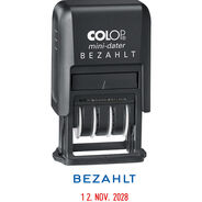 Colop S 160/L2 D02 Datumstempel mit Text, BEZAHLT, blau/rot