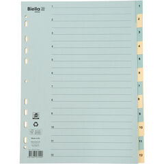 Biella Kartonregister, A4, blau/gelb, 1-12