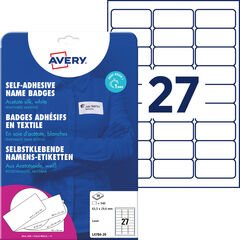 Avery Zweckform Étiquettes nom, 29.6 x 63.5 mm, L4784-20, blanc