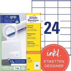 Avery Zweckform Étiquettes Multi-usages ultragrip, 70 x 36 mm, 3475, blanc