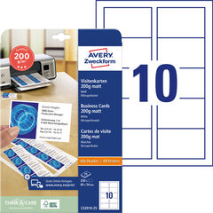 Avery Zweckform Visitenkarten C32010-25, A4, 200 g/m², matt