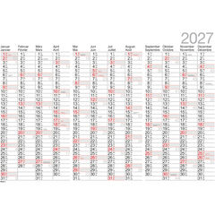 Biella Jahresplaner 2027, 12 Monate / Seite, weiss