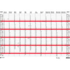 Simplex Jahresplaner 2027, A2, 12 Monate / Seite, weiss/rot