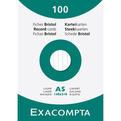 Karteikarten Exacompta A5 liniert 100Stk