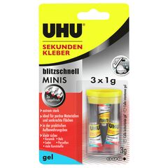 UHU Colle instantanée, 3x1 g, permanent