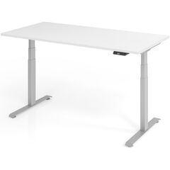Elektrisch höhenverstellbarer Schreibtisch Ampyr Ergo XS, Gestellfarbe silber, 160 x 80 cm, weiss