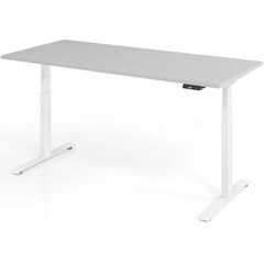 Elektrisch höhenverstellbarer Schreibtisch Ampyr Ergo XS, Gestellfarbe weiss, 180 x 80 cm, grau