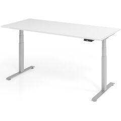 Elektrisch höhenverstellbarer Schreibtisch Ampyr Ergo XS, Gestellfarbe silber, 180 x 80 cm, weiss