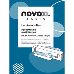 novooo Laminierfolien Basic, A5, 125 mic, glanz, 100 Stück